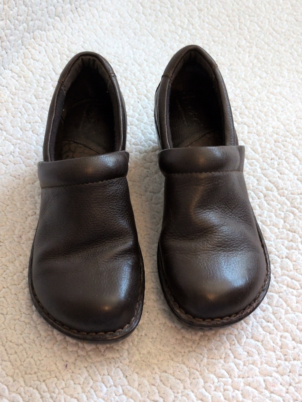 BOC Chocolate Brown eather Platform Y2K Slip On Clogs Minimalist Careerwear